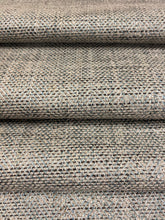 Load image into Gallery viewer, Designer Water &amp; Stain Resistant Taupe Brown Teal Herringbone MCM Mid Century Modern Chenille Upholstery Fabric WHS 3980