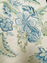 Load image into Gallery viewer, Lee Jofa Augustine Print Linen Floral Botanical Water &amp; Stay Resistant Drapery Upholstery Fabric Aqua Blue Beige Green Cream STA 3356