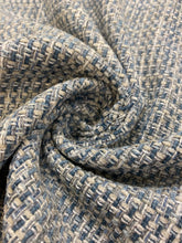 Load image into Gallery viewer, Designer French Blue Beige Grey MCM Mid Century Modern Tweed Chenille Upholstery Fabric WHS 4051