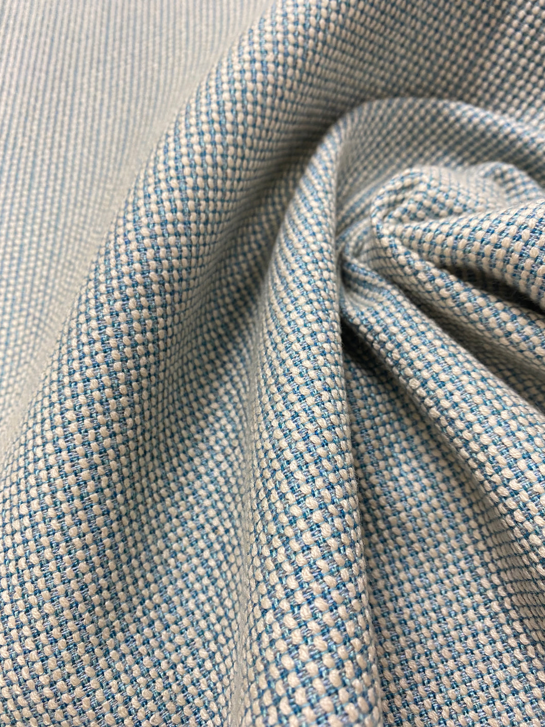 Sunbrella Heritage Water & Stain Resistant Aqua Blue Cream Tweed Upholstery Fabric WHS 3724