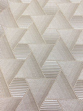 Load image into Gallery viewer, Designer Water &amp; Stain Resistant MCM Mid Century Modern Beige White Abstract Geometric Polypropylene Upholstery Fabric WHS 3462