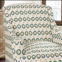 Load image into Gallery viewer, Heavy Duty Beige Teal Green Geometric Abstract Upholstery Fabric CF