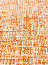 Load image into Gallery viewer, Designer Indoor Outdoor Water &amp; Stain Resistant Coral Peach Yellow Cream Tweed Upholstery Fabric WHS 3523