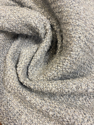 Perennials In the Loop Rhino Textured Boucle Whitewash Shell Grey Indoor Outdoor Water & Stain Resistant Upholstery Fabric WHS 3735