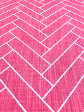 Load image into Gallery viewer, 58" Wide Hot Pink White Geometric Trellis Linen Drapery Upholstery Fabric STA 3308
