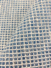 Load image into Gallery viewer, Designer French Blue White Woven Check Water &amp; Stain Resistant Upholstery Fabric WHS 4018