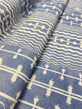 Load image into Gallery viewer, Fermoie Abbey Stripe 008 Cotton Linen Cream Blue Geometric Upholstery Fabric WHS 3401