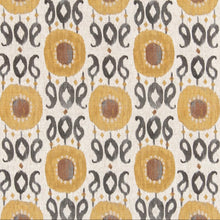 Load image into Gallery viewer, Stain Resistant Charcoal Grey Mustard Cream Ikat Upholstery Drapery Fabric CF