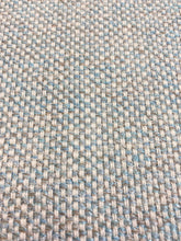 Load image into Gallery viewer, Designer Aqua Blue Cream Beige Tweed Water &amp; Stain Resistant Upholstery Fabric STA 3076