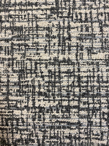 Designer Cream Charcoal Gray Abstract MCM Mid Century Modern Chenille Upholstery Fabric WHS 4005