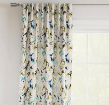 Load image into Gallery viewer, Stain Resistant Cream Blue Green Turquoise Floral Bird Upholstery Drapery Fabric CF