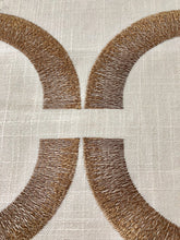 Load image into Gallery viewer, Introspective Embroidered Brown Geometric Cotton Linen Drapery Fabric / Chestnut