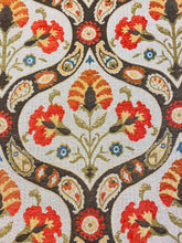 Load image into Gallery viewer, Designer Green Beige Brown Orange Yellow Medallion Tapestry Water &amp; Stain Resistant Upholstery Fabric WHS 3530