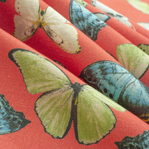 Coral Green Blue Cotton Butterfly Upholstery Drapery Fabric FB