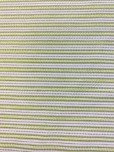 Load image into Gallery viewer, Designer Cotton Ticking Stripe Lime Green Ivory Water &amp; Stain Resistant Upholstery Drapery Fabric WHS 3947