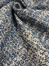 Load image into Gallery viewer, Designer Navy Blue Grey Water &amp; Stain Resistant Abstract Tweed Upholstery Fabric STA 3695