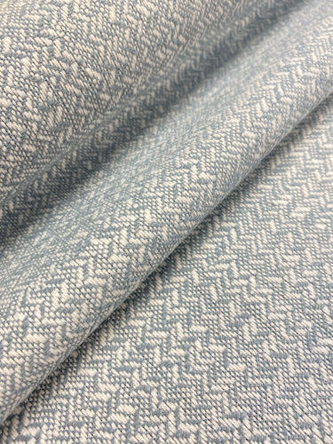1.3 Yard of Designer Aqua Blue White Herringbone Tweed MCM Mid Century Modern Upholstery Fabric WHS 4006