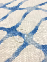 Load image into Gallery viewer, 1.5 Yd Waterpolo Kravet Jeffrey Alan Marks River Blue Cream Linen Abstract Water &amp; Stain Resistant Upholstery Drapery Fabric WHS 3509