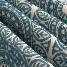 Load image into Gallery viewer, Cream Teal Blue Medallion Upholstery Fabric FB