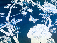 Load image into Gallery viewer, 1.5 Yard Brunschwig &amp; Fils Les Pivoines Navy Blue White Floral Cotton Drapery Fabric