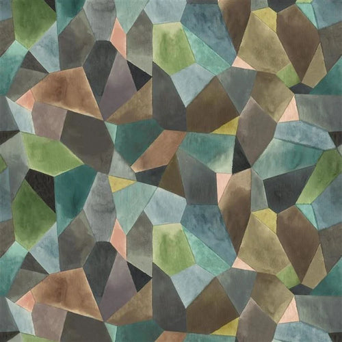 Designer Guild Geo Moderne Jade Linen Cotton Brown Green Olive Mustard Abstract Water & Stain Resistant Upholstery Drapery Fabric STA 3310