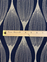 Load image into Gallery viewer, Crypton Whish Sapphire Water &amp; Stain Resistant Navy Blue Beige Geometric Upholstery Fabric WHS 3690