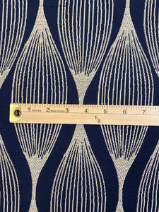 Crypton Whish Sapphire Water & Stain Resistant Navy Blue Beige Geometric Upholstery Fabric WHS 3690