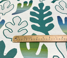 Load image into Gallery viewer, Brentano Still Life Ferns Sunbrella Outdoor Teal Green Blue Beige Botanical Upholstery Drapery Fabric
