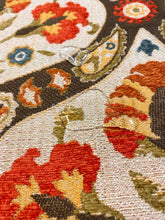 Load image into Gallery viewer, Designer Green Beige Brown Orange Yellow Medallion Tapestry Water &amp; Stain Resistant Upholstery Fabric WHS 3530