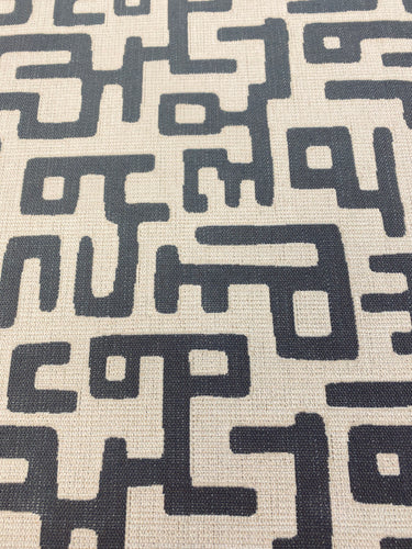 1.8 Yard Water & Stain Resistant Abstract Beige Grey Tribal Ethnic Upholstery Fabric WHS 3196