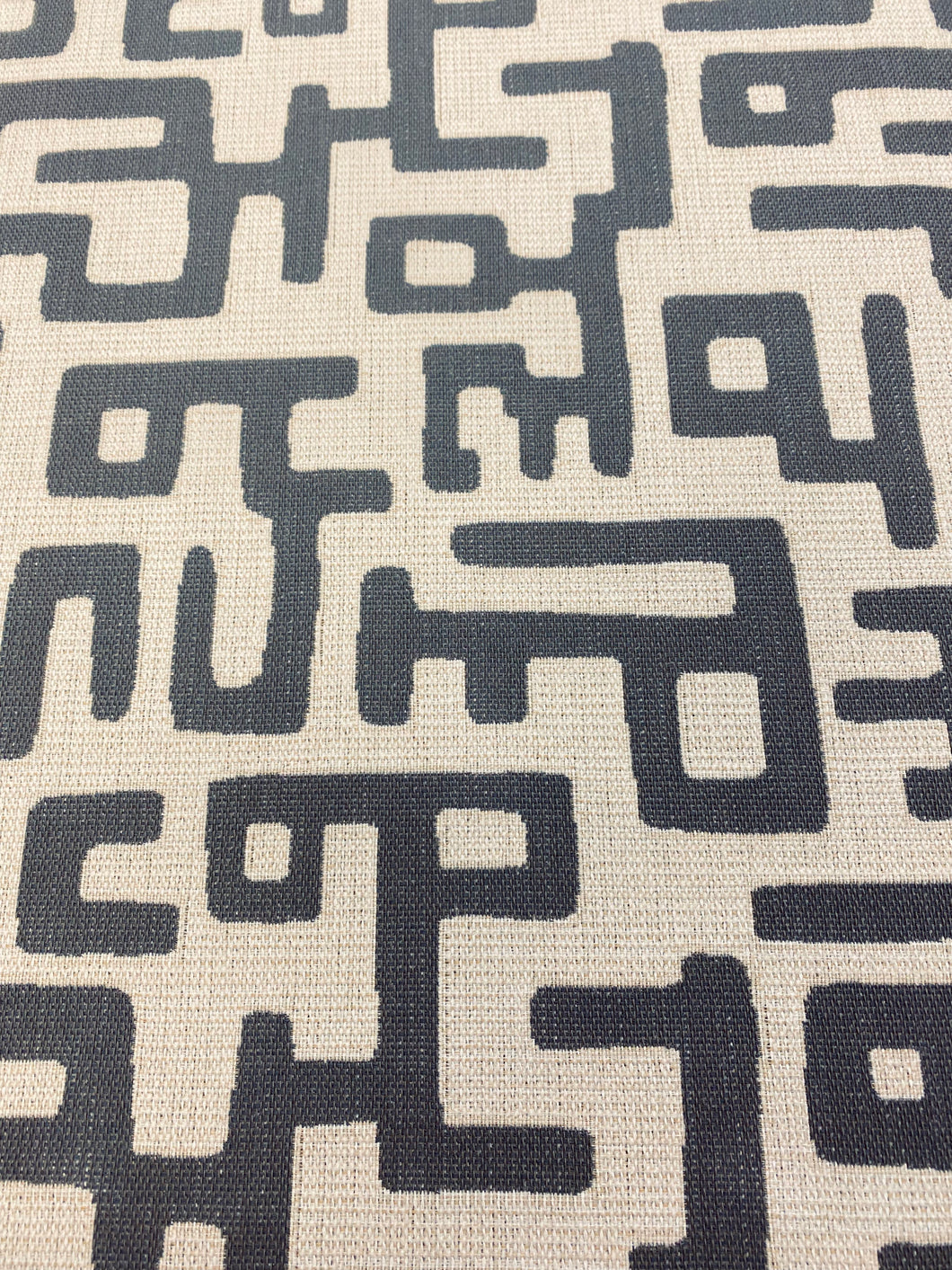 1.8 Yard Water & Stain Resistant Abstract Beige Grey Tribal Ethnic Upholstery Fabric WHS 3196