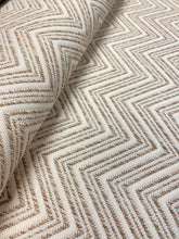 Load image into Gallery viewer, Designer MCM Mid Century Modern Herringbone Cream Beige Geometric Upholstery Fabric WHS 3672
