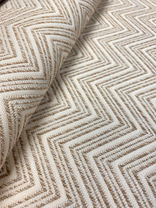 Designer MCM Mid Century Modern Herringbone Cream Beige Geometric Upholstery Fabric WHS 3672