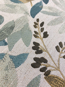 1.6 Yard Teal Beige Olive Floral Botanical Water & Stain Resistant Upholstery Fabric WHS 3758