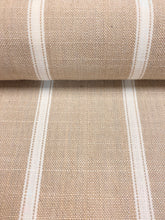 Load image into Gallery viewer, Designer Water &amp; Stain Resistant Cotton Linen Cream Beige Nautical Stripe Upholstery Drapery Fabric WHS 3972