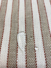Load image into Gallery viewer, Designer Linen Cream Taupe Red Ticking Stripe Water &amp; Stain Resistant Upholstery Fabric WHS 3535