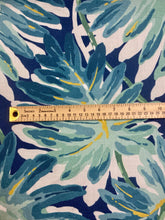 Load image into Gallery viewer, Linda Lane Water &amp; Stain Resistant Botanical Palm Leaves Cotton Teal Navy Blue Yellow Upholstery Drapery Fabric STA 3082