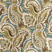 Load image into Gallery viewer, Brown Green Teal Paisley Upholstery Drapery Fabric CF