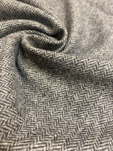 Load image into Gallery viewer, Designer Wool Water &amp; Stain Resistant MCM Mid Century Modern Herringbone Charcoal Grey Upholstery Fabric WHS 3911