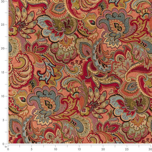 Heavy Duty Red Teal Blue Green Grey Paisley Tapestry Upholstery Drapery Fabric CF