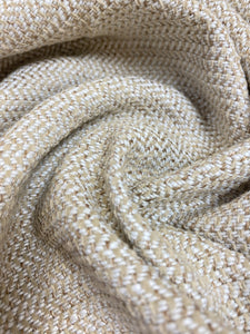 Designer Beige Cream Herringbone Tweed Mid Century Modern Water & Stain Resistant Upholstery Fabric STA 4007