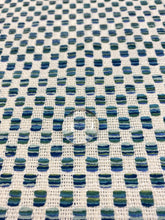 Load image into Gallery viewer, 1.3 Yard Kravet Design - 36090-340 Horizon Inside Out Indoor Outdoor Teal Aqua Blue White Green Geometric Upholstery Fabric WHS 3529