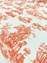 Load image into Gallery viewer, Cotton Cream Orange French Country Toile Upholstery Drapery Fabric STA 3132