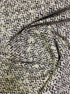 Jane Churchill Small Ric Rac Charcoal Grey Woven Jute Linen Geometric MCM Upholstery Fabric WHS 3434
