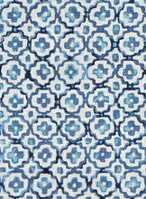 Load image into Gallery viewer, Cotton Navy Blue Teal Geometric Batik Upholstery Drapery Fabric FB