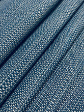 Load image into Gallery viewer, Designer Navy Blue White MCM Mid Century Modern Tweed Water &amp; Stain Resistant Upholstery Fabric WHS 4197