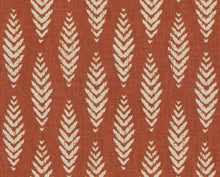 Load image into Gallery viewer, Linen Cotton Fern Floral Botanical Ikat Upholstery Drapery Fabric Rusty Red Cream FB