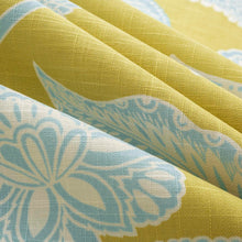 Load image into Gallery viewer, Linen Cotton Floral Chartreuse Green Aqua Blue Cream Upholstery Drapery Fabric FB