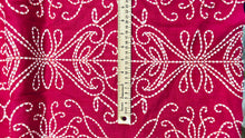 Load image into Gallery viewer, Designer Hot Pink White Embroidered Floral Linen Drapery Fabric STA 3149