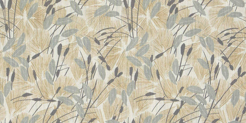 Cotton Linen Stain Resistant Cream Grey Mustard Botanical Upholstery Drapery Fabric FB